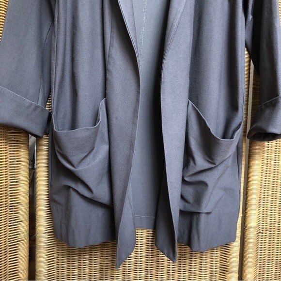 Eileen Fisher Blazer Womens Medium Petite Gray Jacket Open Front Viscose Blend - Picture 7 of 11